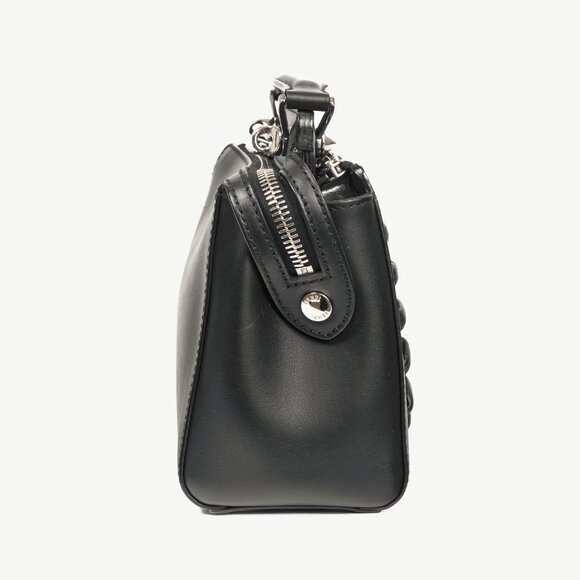 Fendi Dotcom Whipstitch Black Leather Satchel - Picture 3 of 14
